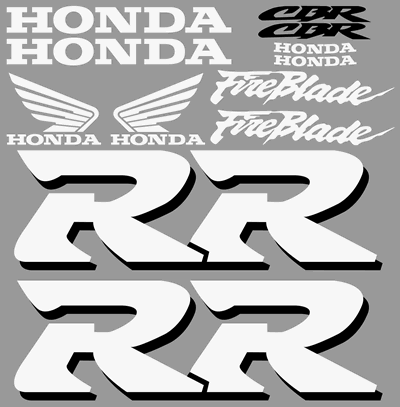 Honda Fireblade 1999 Model White  Black  Full Decal Set