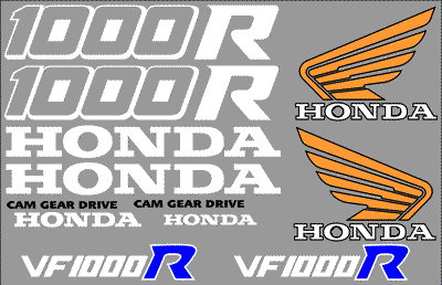 Honda VF 1000R Decal Set 12 Decals
